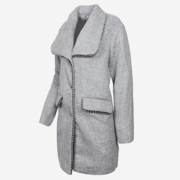 Steve Madden studded midi winter dress coat soft wool blend comfy & chic - Picture 2 of 14